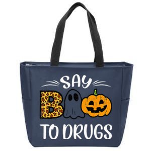 Say Boo To Drugs Funny Halloween Red Ribbon Week Awareness Zip Tote Bag