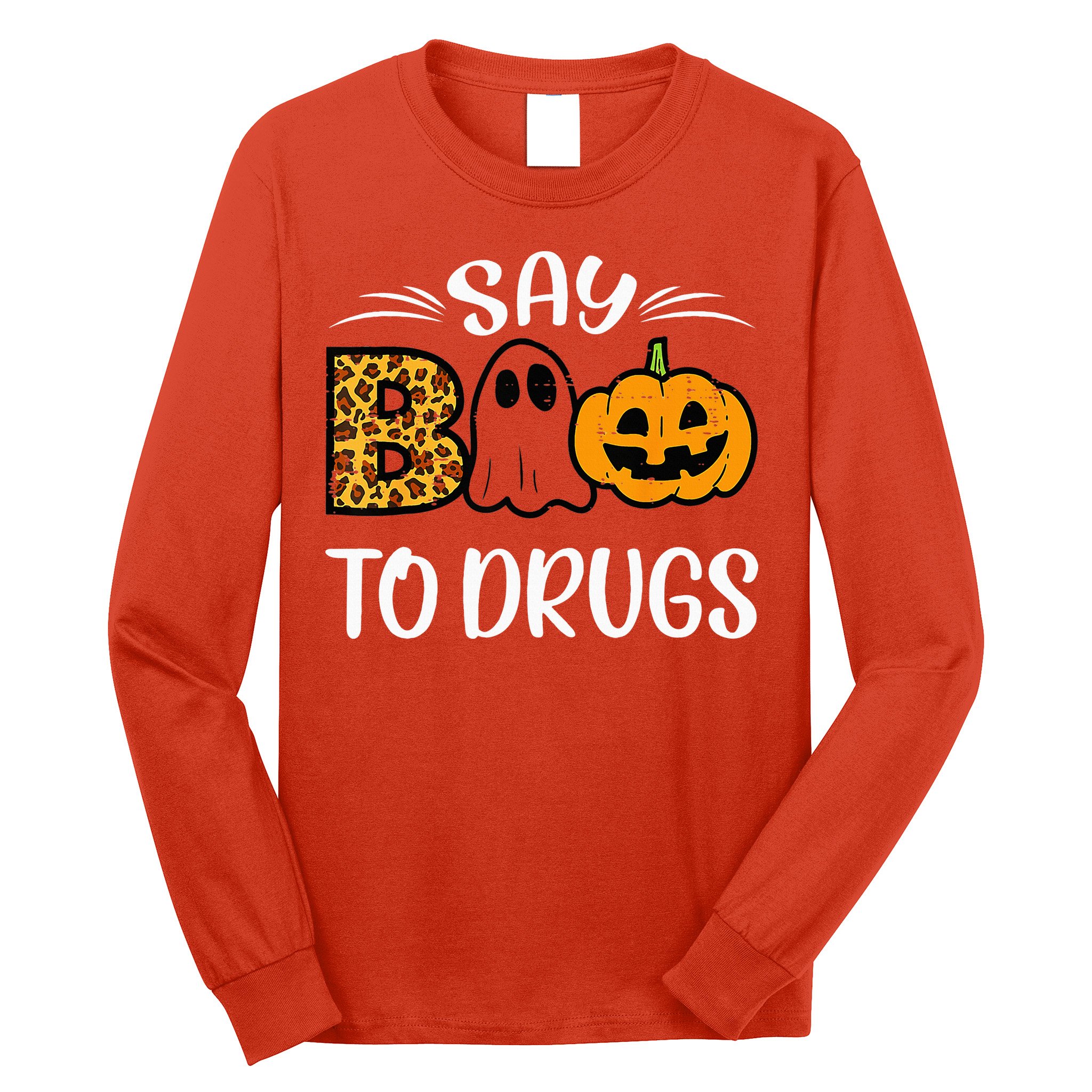 Say Boo To Drugs Funny Halloween Red Ribbon Week Awareness Long Sleeve Shirt