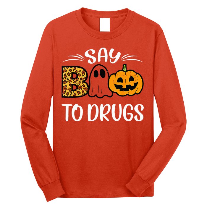 Say Boo To Drugs Funny Halloween Red Ribbon Week Awareness Long Sleeve Shirt