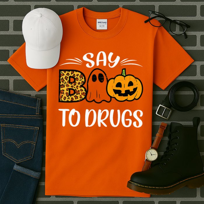 Say Boo To Drugs Funny Halloween Red Ribbon Week Awareness Tall T-Shirt