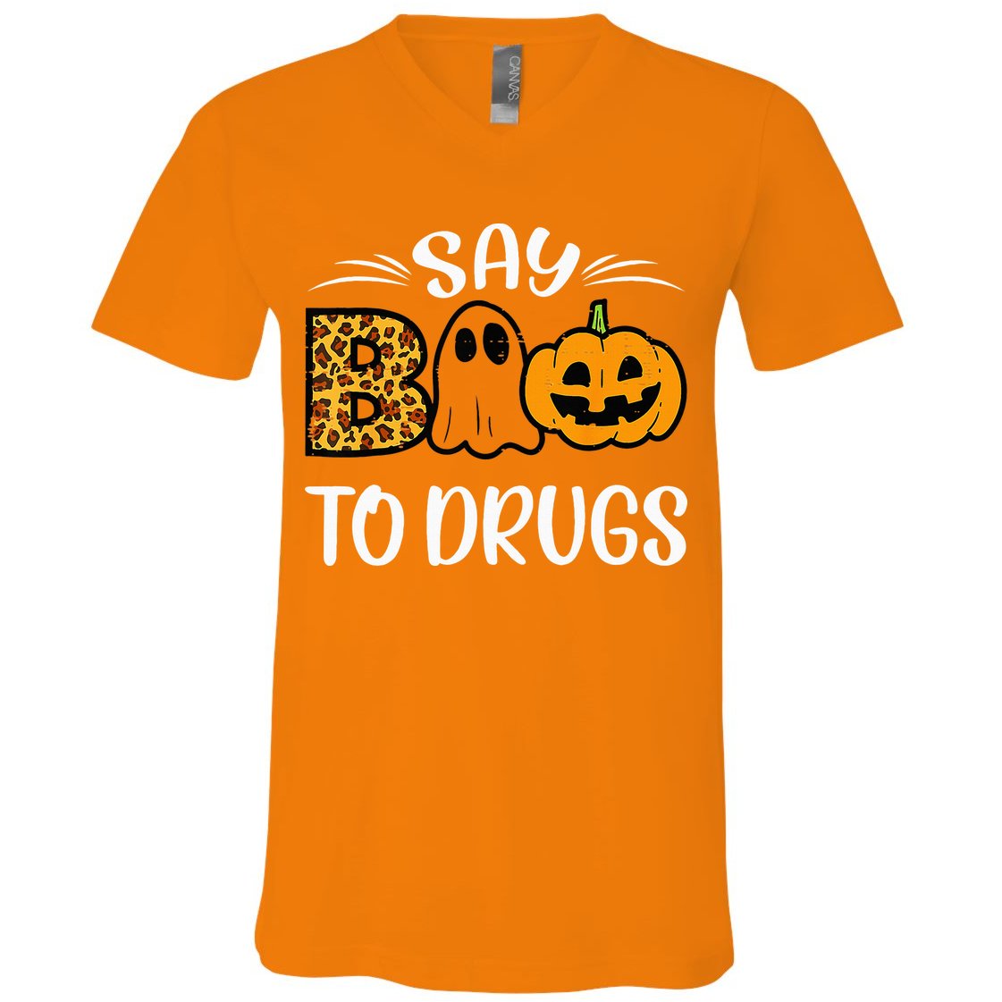 Say Boo To Drugs Funny Halloween Red Ribbon Week Awareness V-Neck T-Shirt
