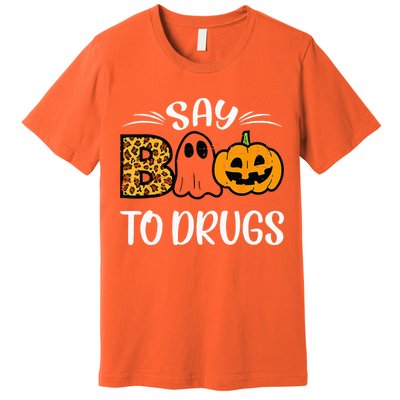 Say Boo To Drugs Funny Halloween Red Ribbon Week Awareness Premium T-Shirt