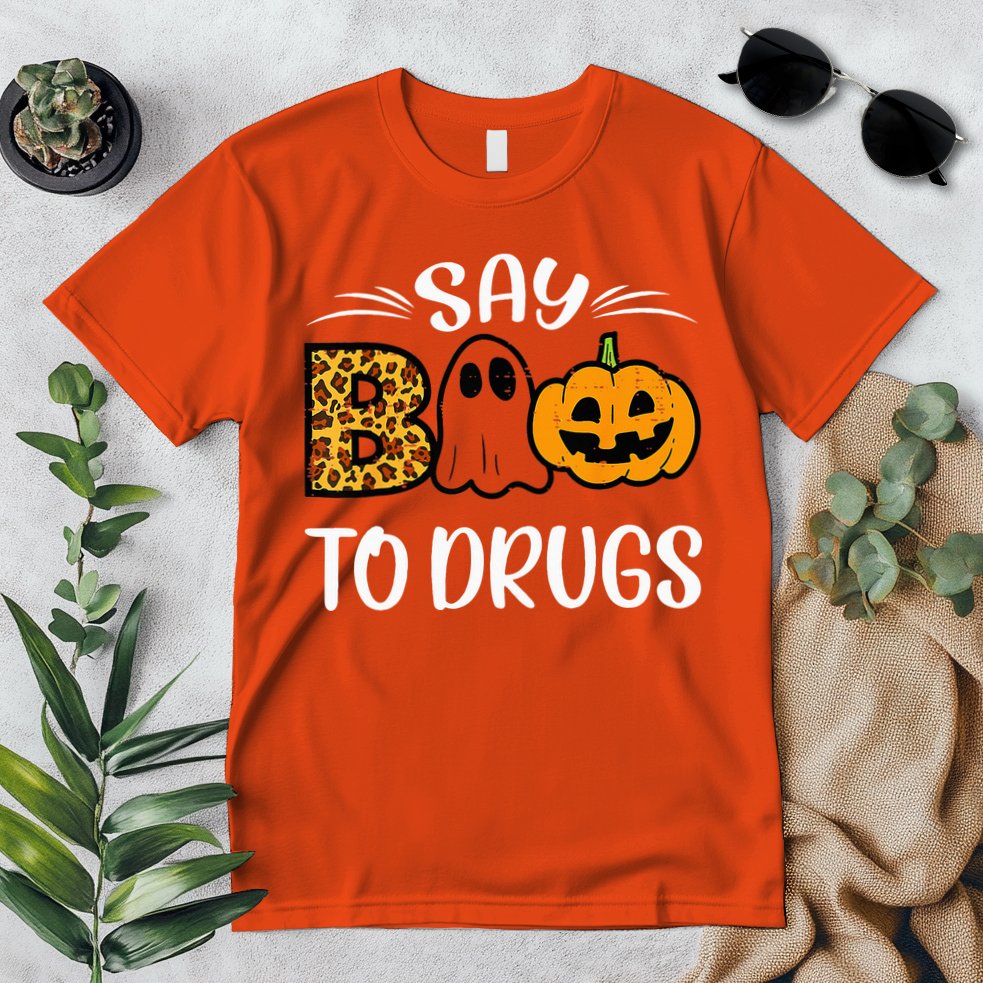Say Boo To Drugs Funny Halloween Red Ribbon Week Awareness Premium T-Shirt