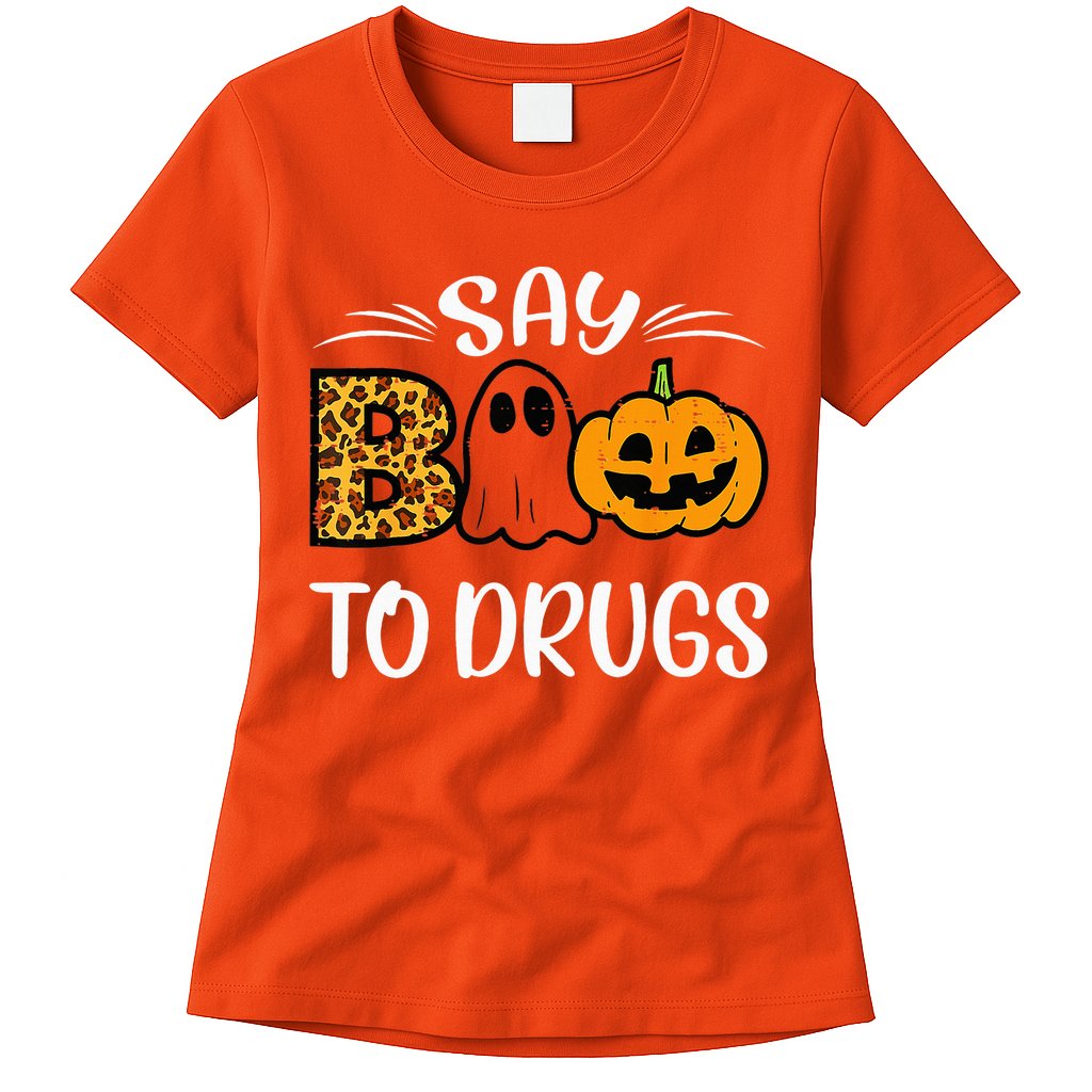 Say Boo To Drugs Funny Halloween Red Ribbon Week Awareness Womens T-Shirt