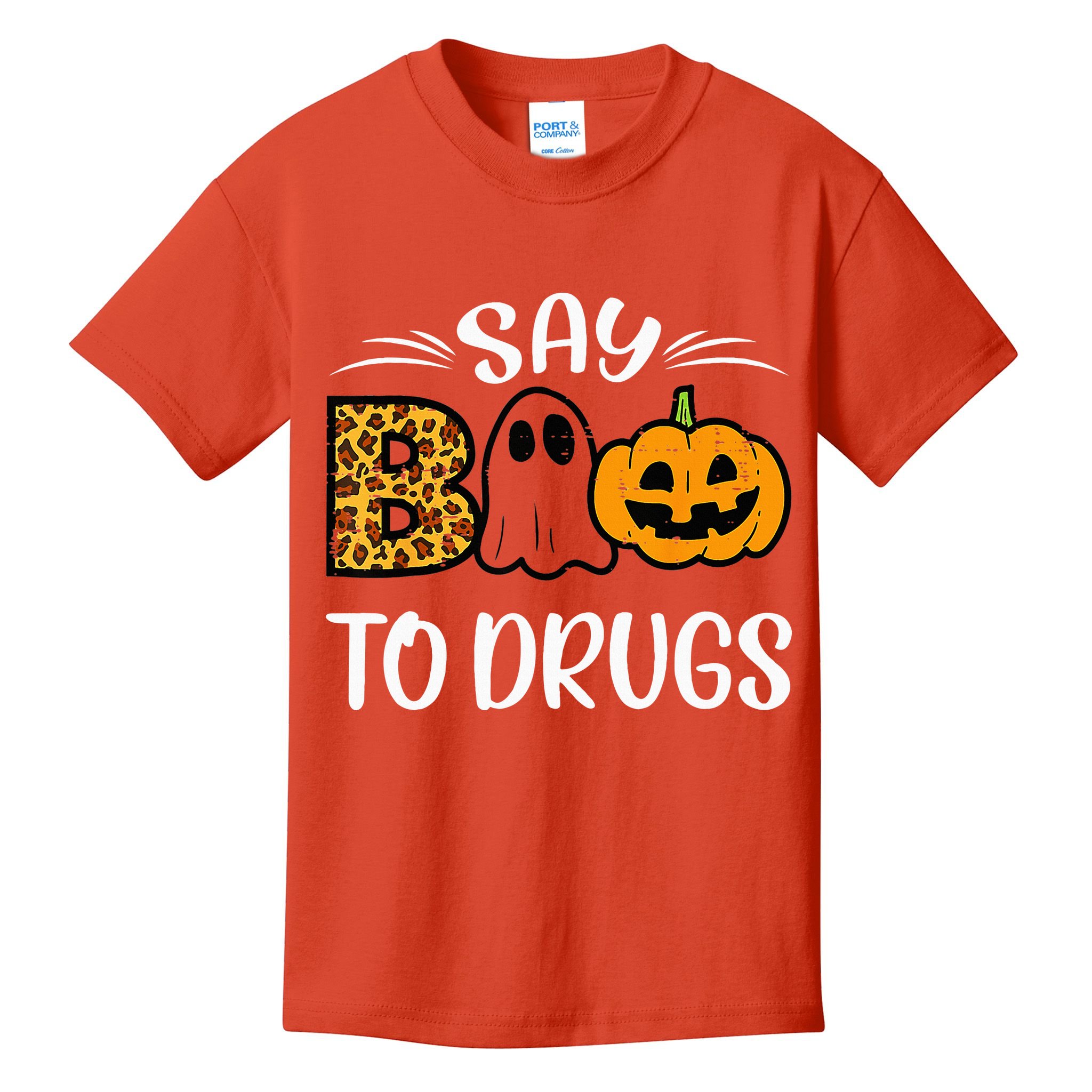 Say Boo To Drugs Funny Halloween Red Ribbon Week Awareness Kids T-Shirt