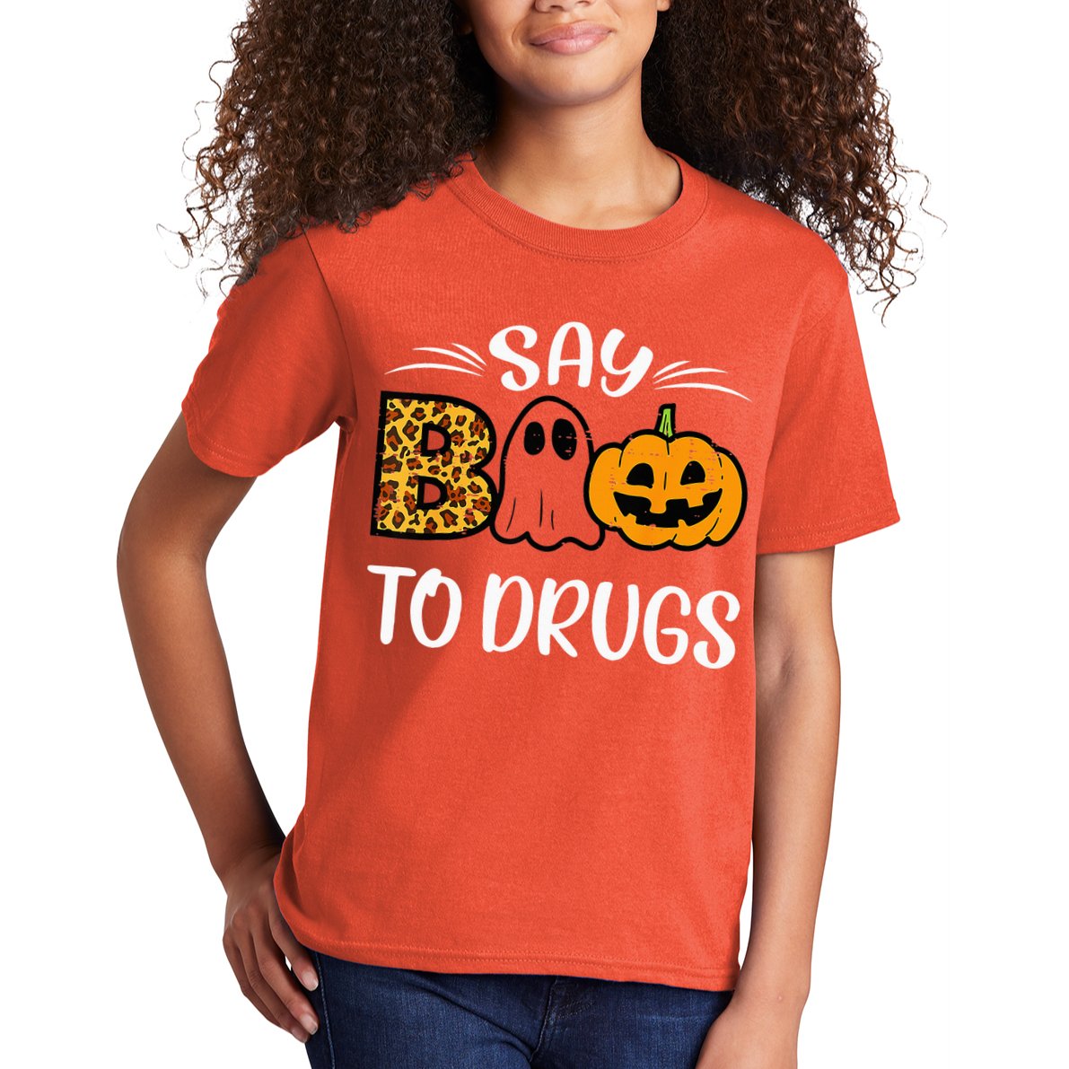Say Boo To Drugs Funny Halloween Red Ribbon Week Awareness Kids T-Shirt