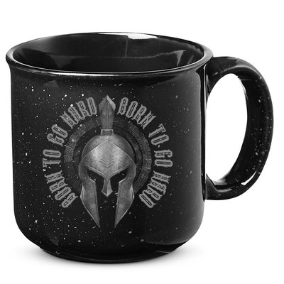Spartan Born To Go Hard | Warrior Gym Workout Sparta Helmet 15oz Campfire Ceramic Mug