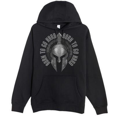 Spartan Born To Go Hard | Warrior Gym Workout Sparta Helmet Premium Pullover Hoodie