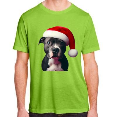 Staffordshire Bull Terrier With Santa Hat Christmas Dog Mom Funny Gift Adult ChromaSoft Performance T-Shirt