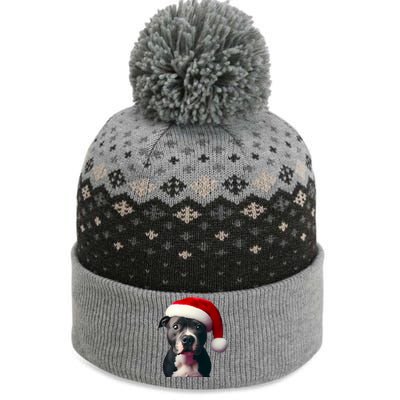 Staffordshire Bull Terrier With Santa Hat Christmas Dog Mom Funny Gift The Baniff Cuffed Pom Beanie