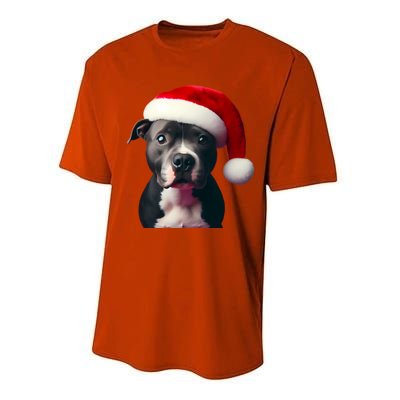 Staffordshire Bull Terrier With Santa Hat Christmas Dog Mom Funny Gift Performance Sprint T-Shirt