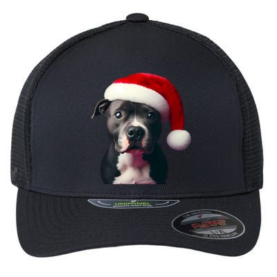 Staffordshire Bull Terrier With Santa Hat Christmas Dog Mom Funny Gift Flexfit Unipanel Trucker Cap