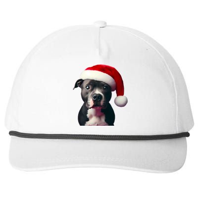 Staffordshire Bull Terrier With Santa Hat Christmas Dog Mom Funny Gift Snapback Five-Panel Rope Hat