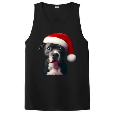 Staffordshire Bull Terrier With Santa Hat Christmas Dog Mom Funny Gift PosiCharge Competitor Tank