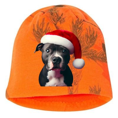 Staffordshire Bull Terrier With Santa Hat Christmas Dog Mom Funny Gift Kati - Camo Knit Beanie