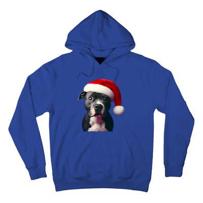 Staffordshire Bull Terrier With Santa Hat Christmas Dog Mom Funny Gift Hoodie