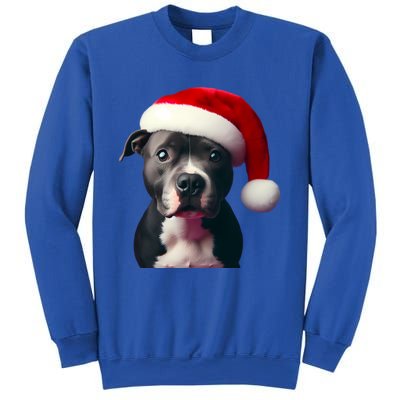 Staffordshire Bull Terrier With Santa Hat Christmas Dog Mom Funny Gift Sweatshirt