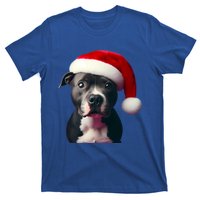 Staffordshire Bull Terrier With Santa Hat Christmas Dog Mom Funny Gift T-Shirt