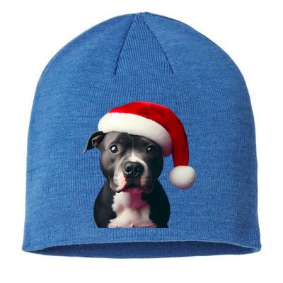 Staffordshire Bull Terrier With Santa Hat Christmas Dog Mom Funny Gift Sustainable Beanie