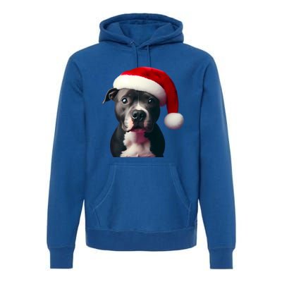 Staffordshire Bull Terrier With Santa Hat Christmas Dog Mom Funny Gift Premium Hoodie