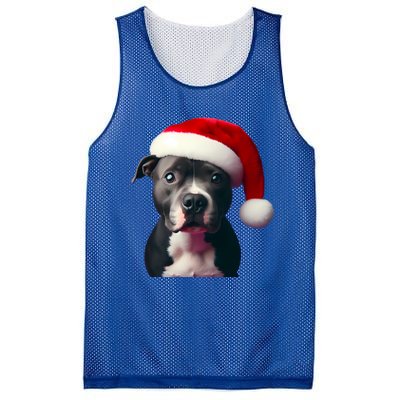 Staffordshire Bull Terrier With Santa Hat Christmas Dog Mom Funny Gift Mesh Reversible Basketball Jersey Tank