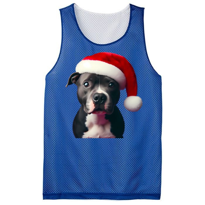 Staffordshire Bull Terrier With Santa Hat Christmas Dog Mom Funny Gift Mesh Reversible Basketball Jersey Tank