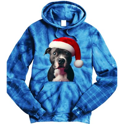 Staffordshire Bull Terrier With Santa Hat Christmas Dog Mom Funny Gift Tie Dye Hoodie