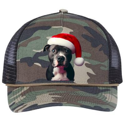 Staffordshire Bull Terrier With Santa Hat Christmas Dog Mom Funny Gift Retro Rope Trucker Hat Cap