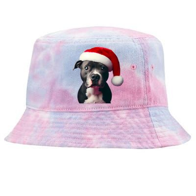 Staffordshire Bull Terrier With Santa Hat Christmas Dog Mom Funny Gift Tie-Dyed Bucket Hat