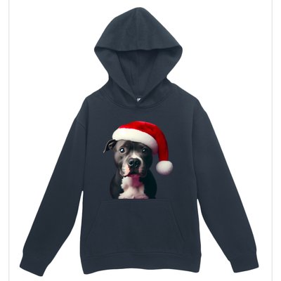 Staffordshire Bull Terrier With Santa Hat Christmas Dog Mom Funny Gift Urban Pullover Hoodie