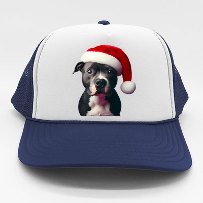 Staffordshire Bull Terrier With Santa Hat Christmas Dog Mom Funny Gift Trucker Hat