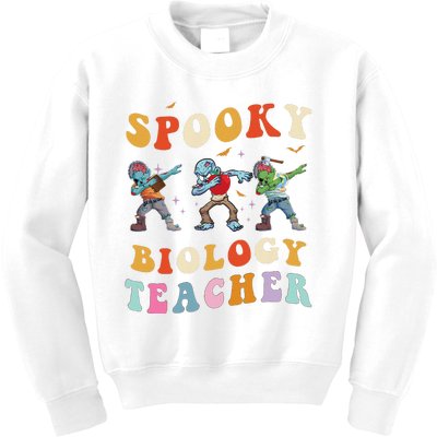 Spooky Biology Teacher Zombie Groovy Halloween Ghost Pumpkin Kids Sweatshirt