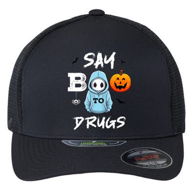 Say Boo To Drugs Funny Halloween Red Ribbon Week Awareness Flexfit Unipanel Trucker Cap