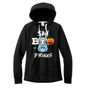 Say Boo To Drugs Funny Halloween Red Ribbon Week Awareness Women's Fleece Hoodie