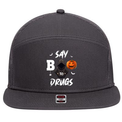 Say Boo To Drugs Halloween Pumpkin Awareness 7 Panel Mesh Trucker Snapback Hat