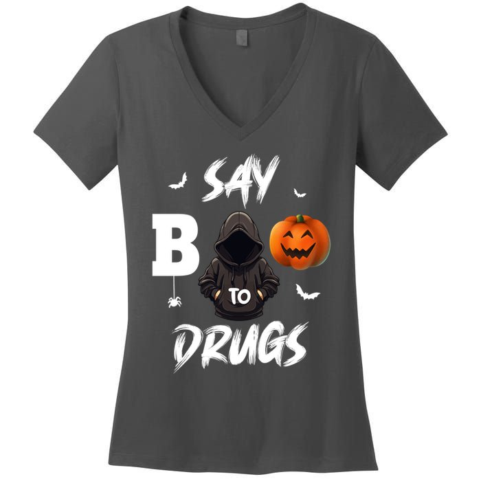 Say Boo To Drugs Halloween Pumpkin Awareness Women's V-Neck T-Shirt