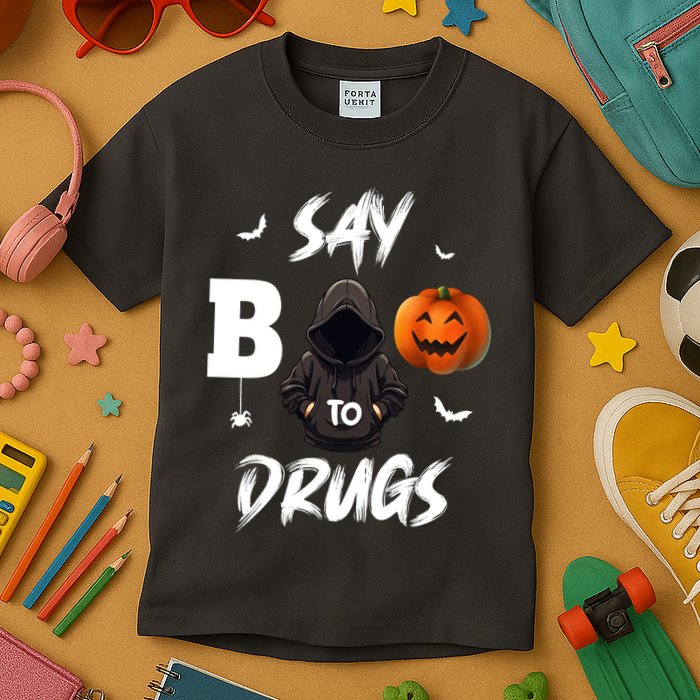 Say Boo To Drugs Halloween Pumpkin Awareness Kids T-Shirt