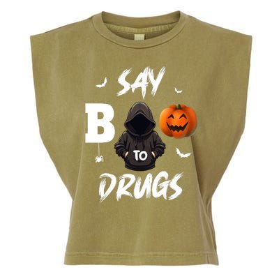 Say Boo To Drugs Halloween Pumpkin Awareness Garment-Dyed Women's Muscle Tee