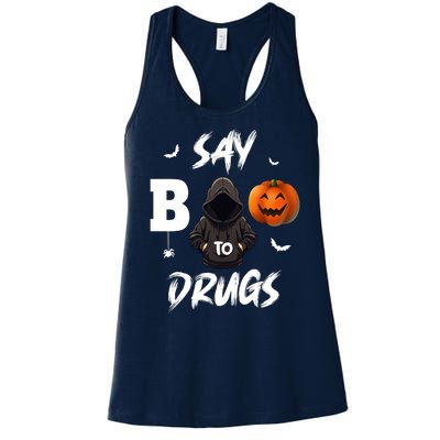 Say Boo To Drugs Halloween Pumpkin Awareness Women's Racerback Tank