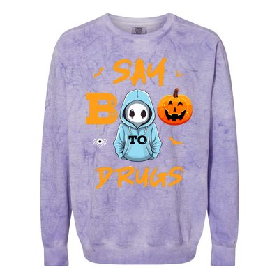 Say Boo To Drugs Funny Halloween Red Ribbon Week Awareness Colorblast Crewneck Sweatshirt