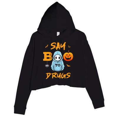 Say Boo To Drugs Funny Halloween Red Ribbon Week Awareness Crop Fleece Hoodie