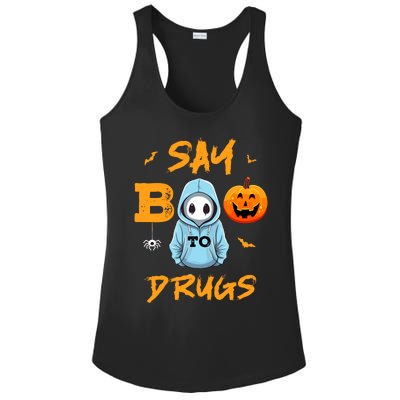 Say Boo To Drugs Funny Halloween Red Ribbon Week Awareness Ladies PosiCharge Competitor Racerback Tank