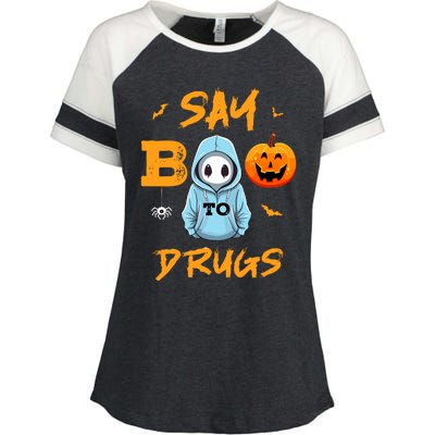 Say Boo To Drugs Funny Halloween Red Ribbon Week Awareness Enza Ladies Jersey Colorblock Tee