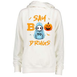 Say Boo To Drugs Funny Halloween Red Ribbon Week Awareness Womens Funnel Neck Pullover Hood