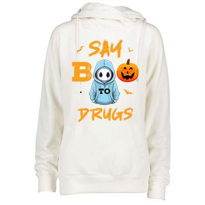 Say Boo To Drugs Funny Halloween Red Ribbon Week Awareness Womens Funnel Neck Pullover Hood