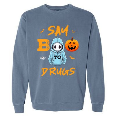 Say Boo To Drugs Funny Halloween Red Ribbon Week Awareness Garment-Dyed Sweatshirt