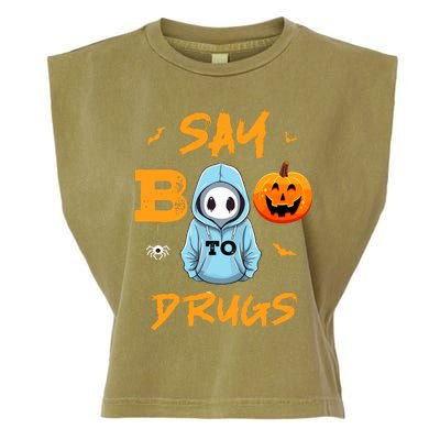 Say Boo To Drugs Funny Halloween Red Ribbon Week Awareness Garment-Dyed Women's Muscle Tee