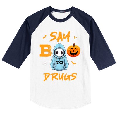 Say Boo To Drugs Funny Halloween Red Ribbon Week Awareness Baseball Sleeve Shirt