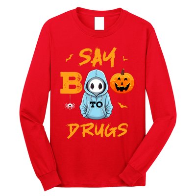 Say Boo To Drugs Funny Halloween Red Ribbon Week Awareness Long Sleeve Shirt