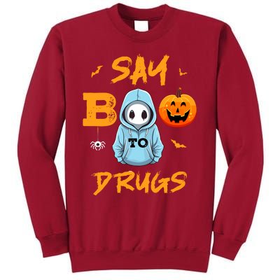 Say Boo To Drugs Funny Halloween Red Ribbon Week Awareness Tall Sweatshirt